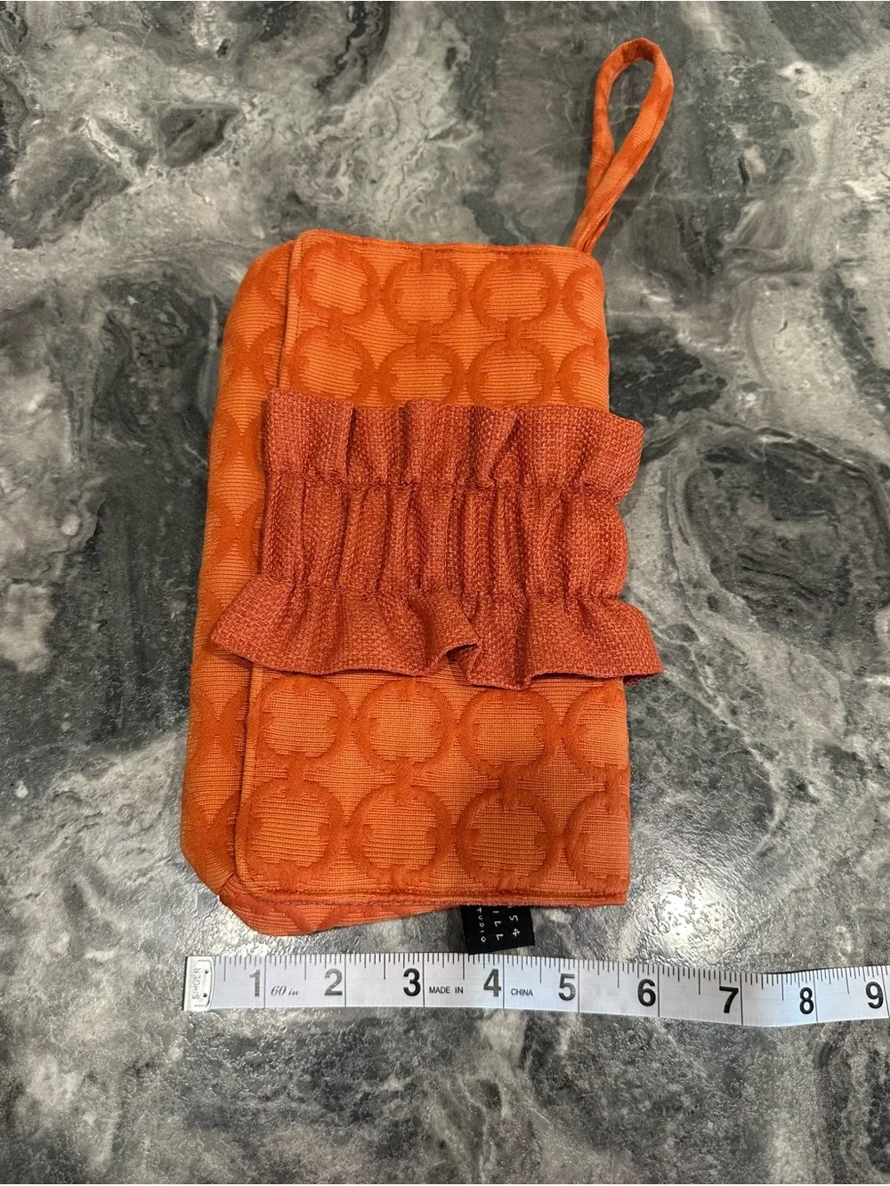 a new day Orange Ruffle Wristlet Clutch